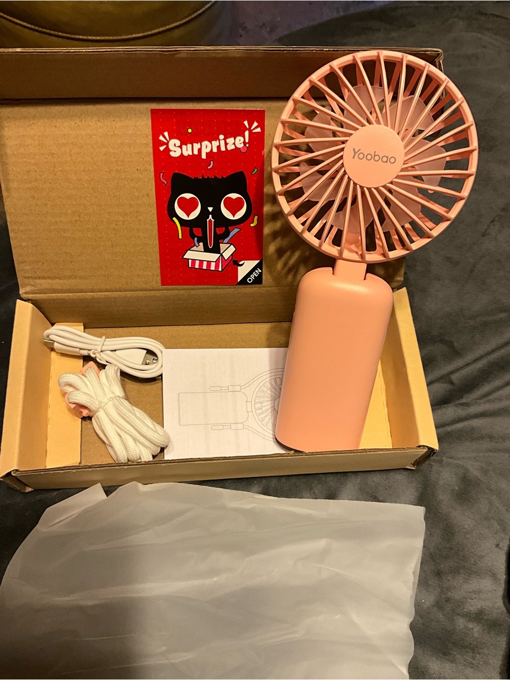 Yoobao Portable FAN Handheld FOLDABLE to 95 degrees PeachPink or stand alone NEW